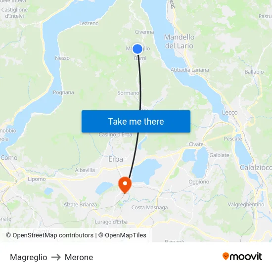 Magreglio to Merone map