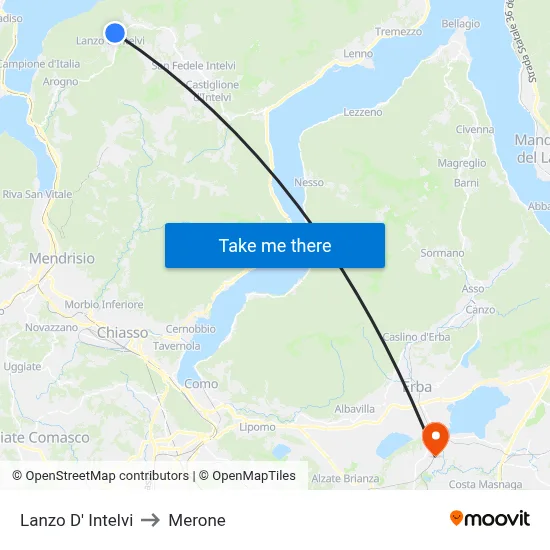 Lanzo d'Intelvi to Merone map