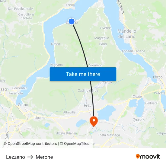 Lezzeno to Merone map