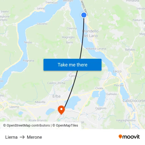 Lierna to Merone map