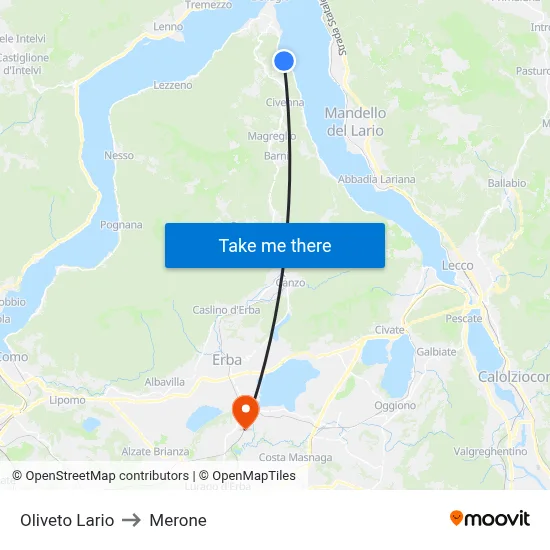 Oliveto Lario to Merone map