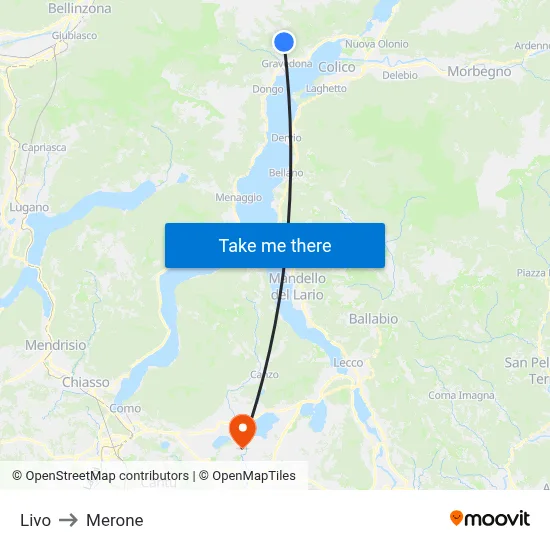 Livo to Merone map