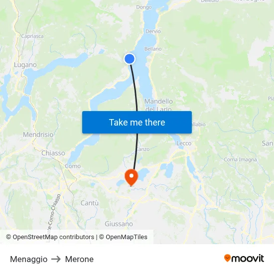 Menaggio to Merone map