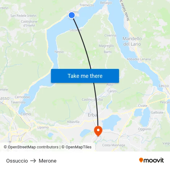 Ossuccio to Merone map