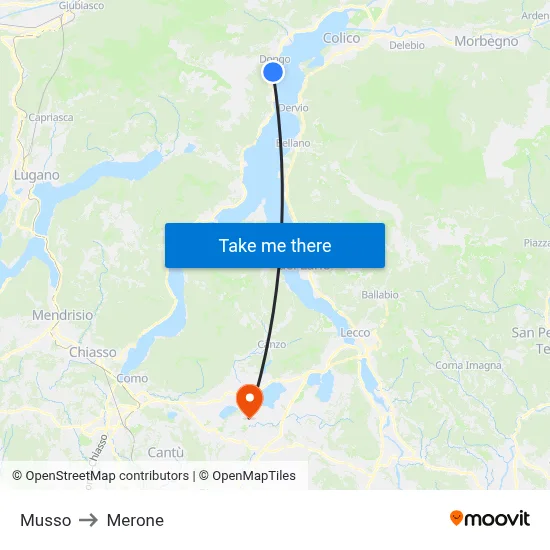 Musso to Merone map
