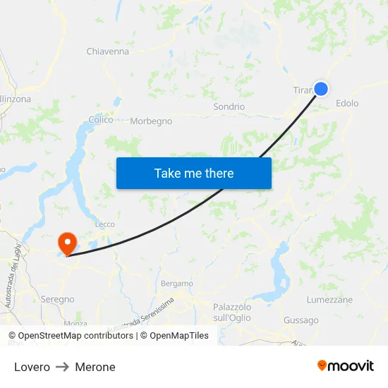 Lovero to Merone map
