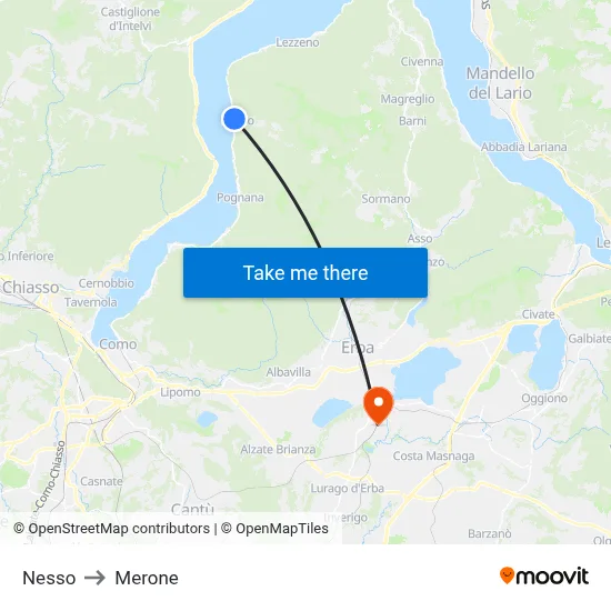 Nesso to Merone map