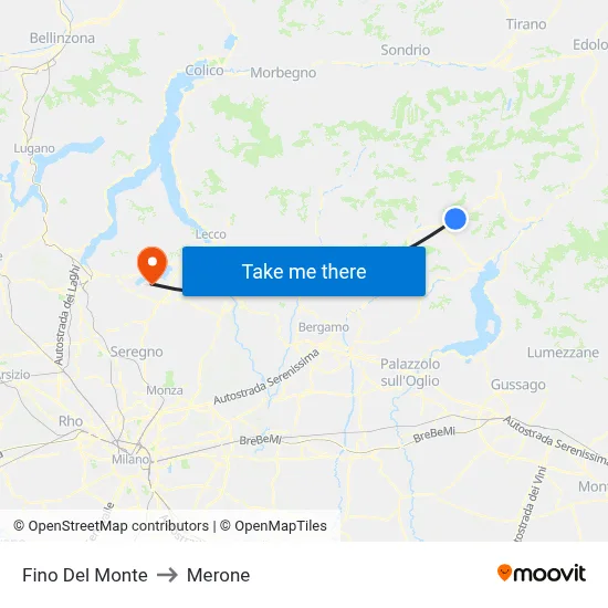Fino del Monte to Merone map