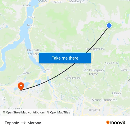 Foppolo to Merone map