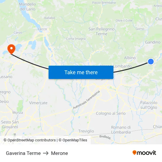 Gaverina Terme to Merone map