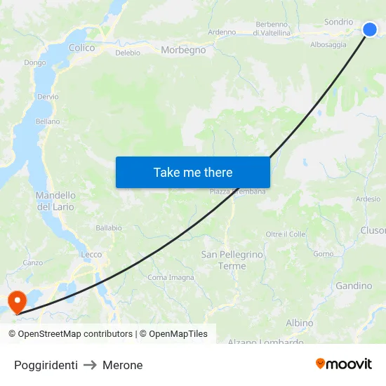 Poggiridenti to Merone map