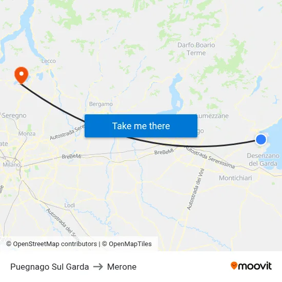 Puegnago sul Garda to Merone map