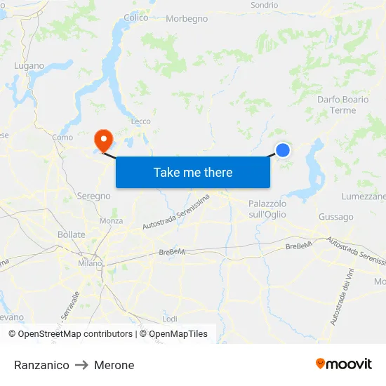 Ranzanico to Merone map