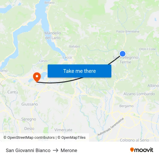 San Giovanni Bianco to Merone map