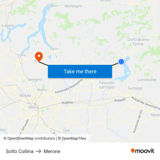 Solto Collina to Merone map