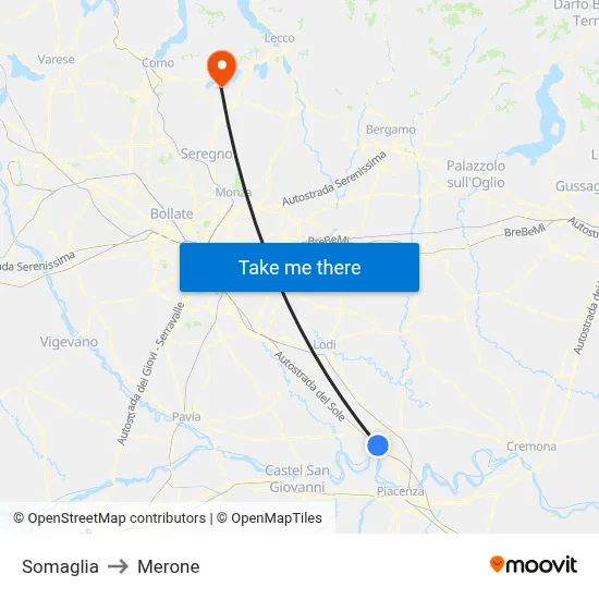 Somaglia to Merone map