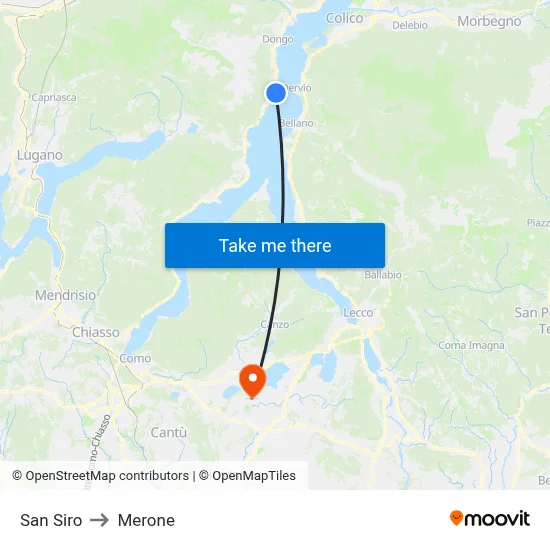 San Siro to Merone map