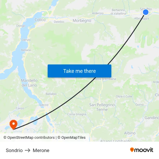 Sondrio to Merone map