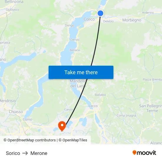 Sorico to Merone map