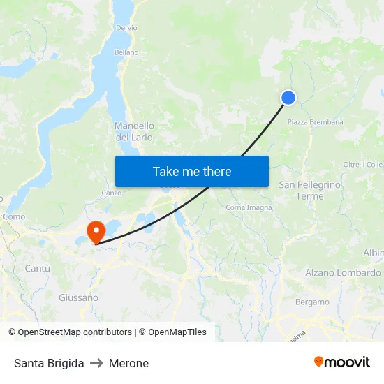 Santa Brigida to Merone map