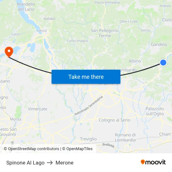 Spinone Al Lago to Merone map