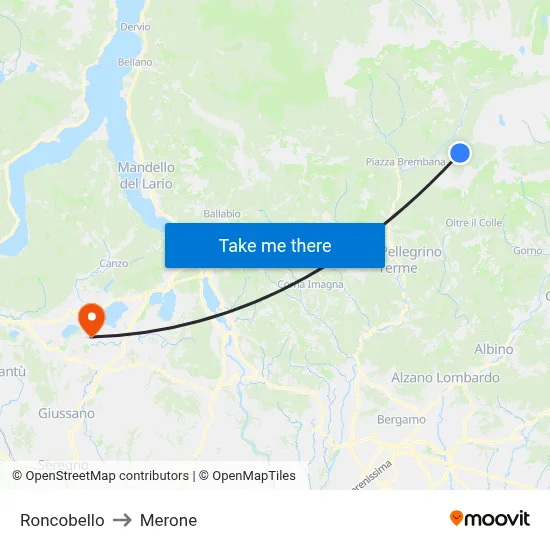Roncobello to Merone map