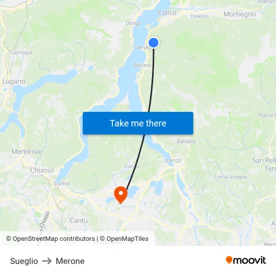 Sueglio to Merone map