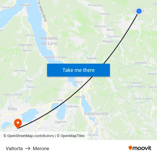 Valtorta to Merone map