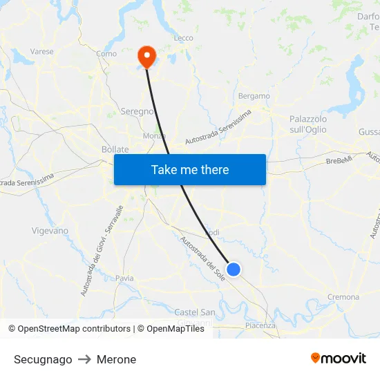 Secugnago to Merone map