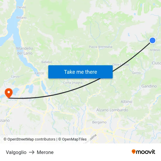 Valgoglio to Merone map