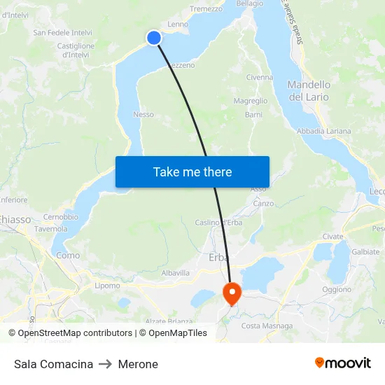Sala Comacina to Merone map