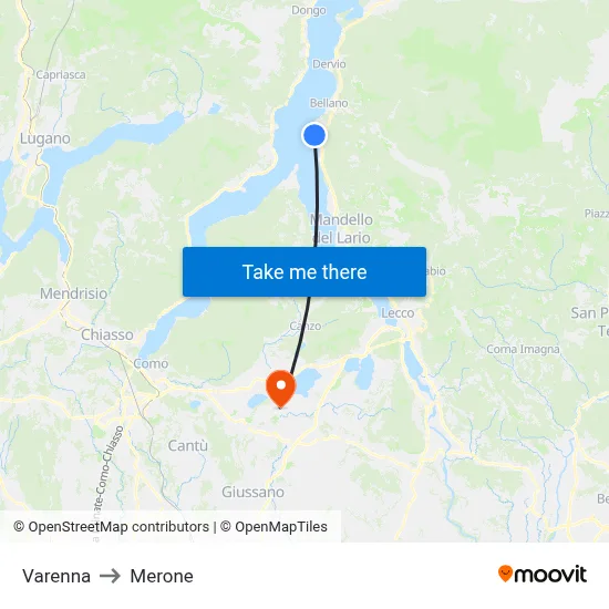 Varenna to Merone map