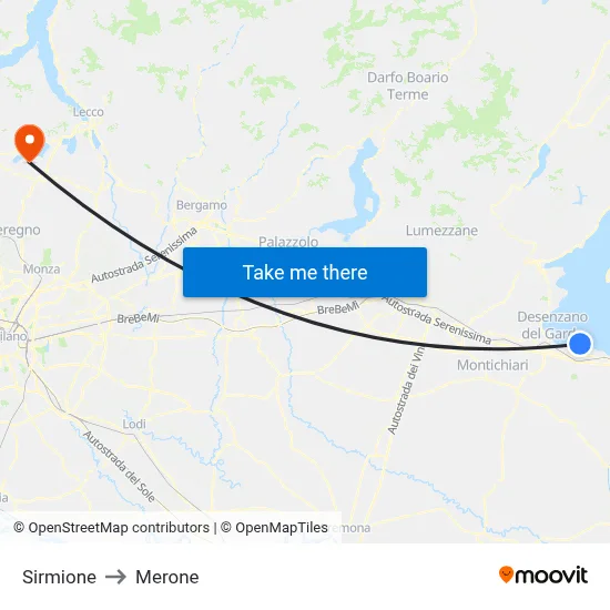 Sirmione to Merone map