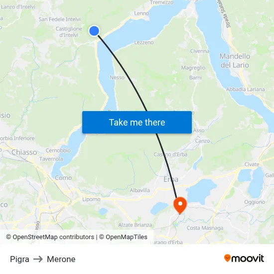 Pigra to Merone map
