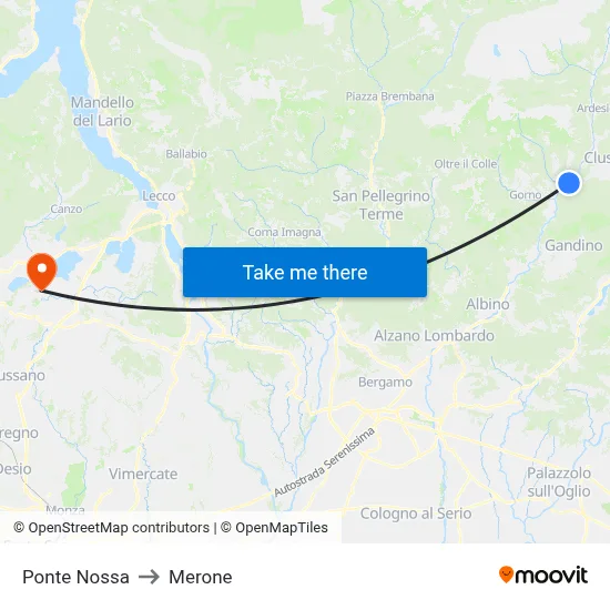 Ponte Nossa to Merone map