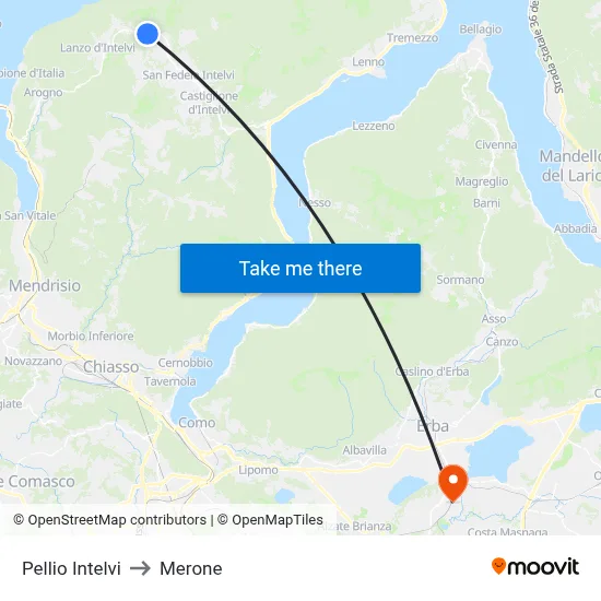 Pellio Intelvi to Merone map