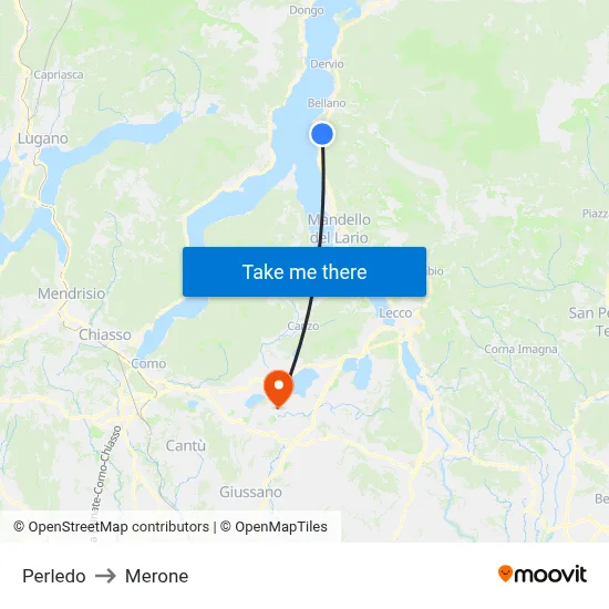Perledo to Merone map
