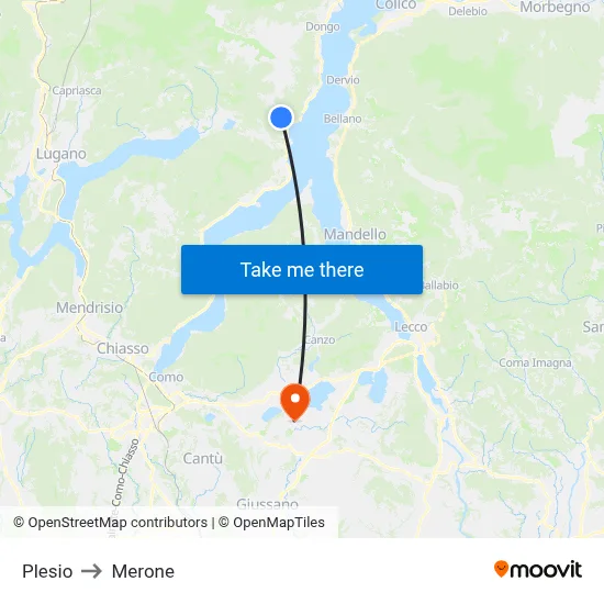 Plesio to Merone map