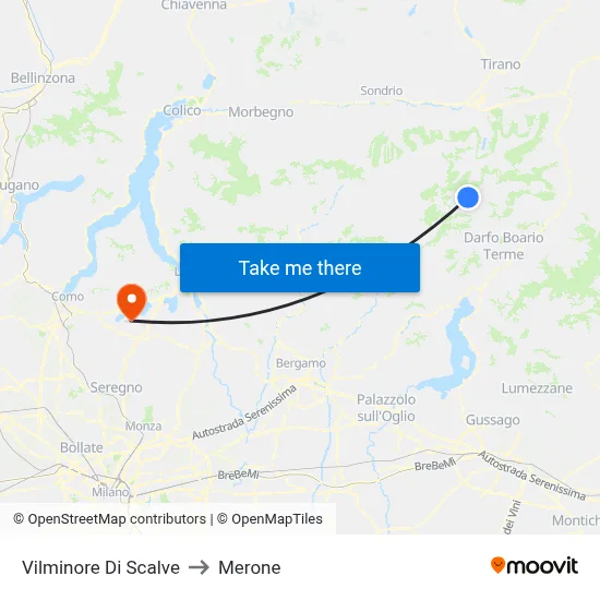 Vilminore Di Scalve to Merone map
