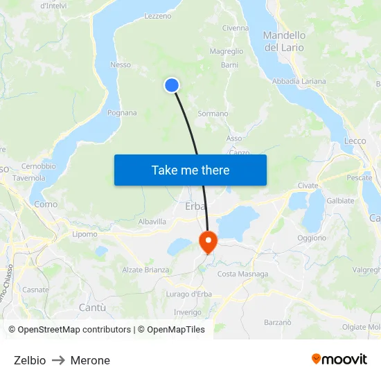 Zelbio to Merone map