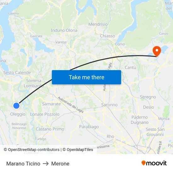 Marano Ticino to Merone map