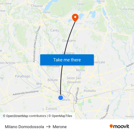 Milano Domodossola to Merone map