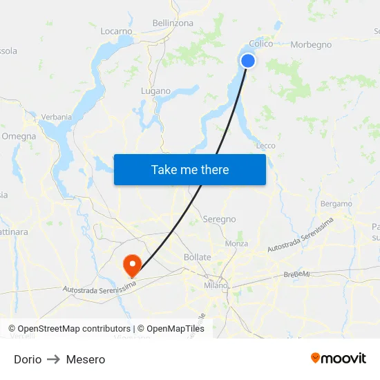 Dorio to Mesero map