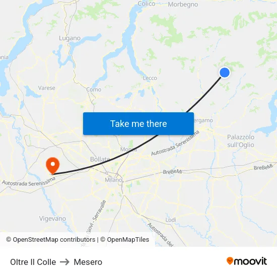 Oltre Il Colle to Mesero map