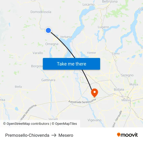 Premosello-Chiovenda to Mesero map