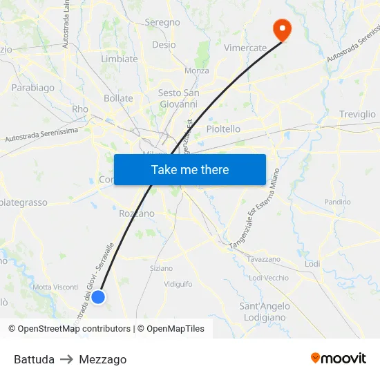 Battuda to Mezzago map
