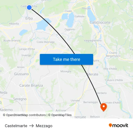 Castelmarte to Mezzago map