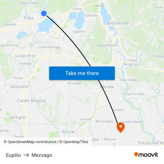 Eupilio to Mezzago map