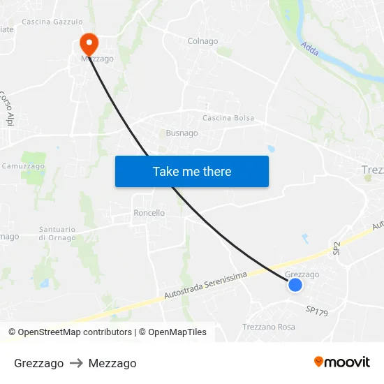 Grezzago to Mezzago map