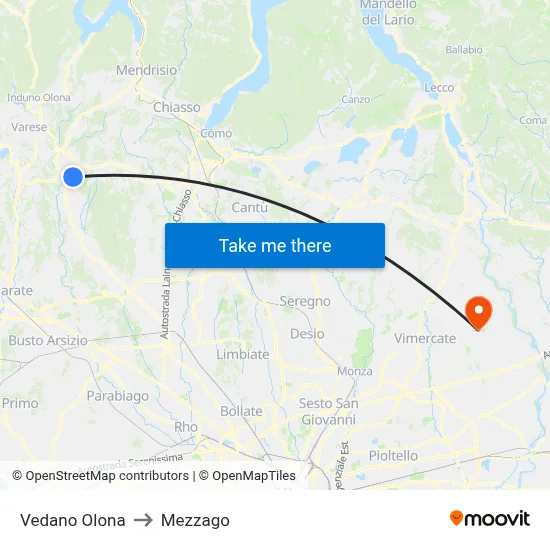 Vedano Olona to Mezzago map